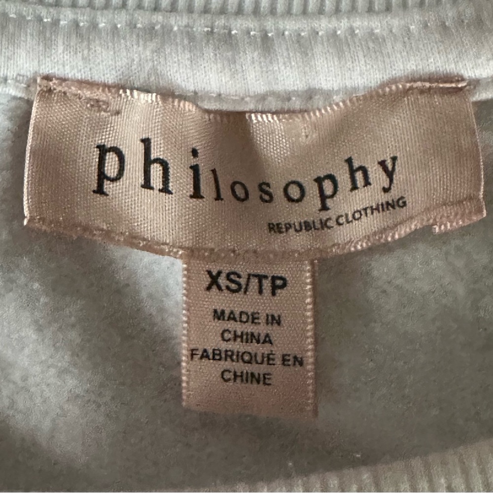 Philosophy Love Sweatshirt White Pink Textured Letters Cozy. Size XS - Picture 6 of 8